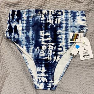 NWT blue tie dye high waisted bikini bottoms